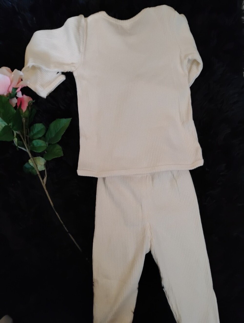 NEW Kids Ribbed Long Sleeve Set - Cream - Picture 3 of 4